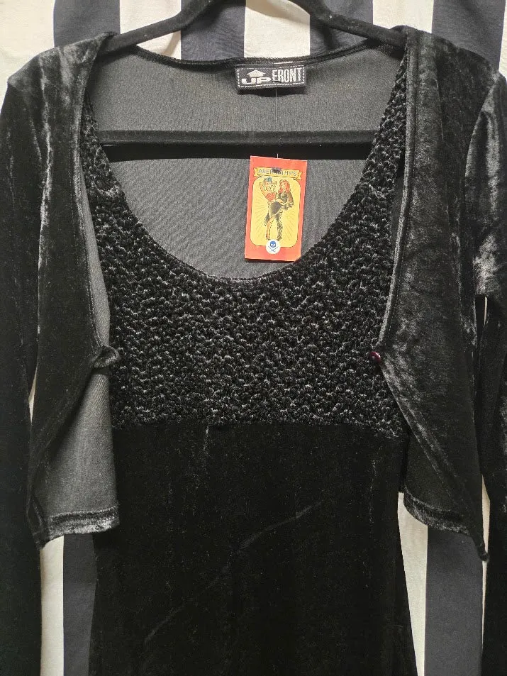 Vintage 90s Black Velvet Dress and Jacket
