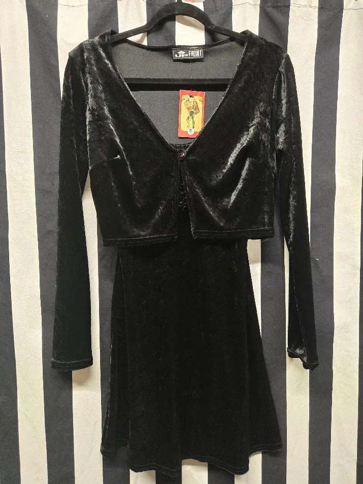 Vintage 90s Black Velvet Dress and Jacket