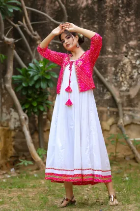 White & Pink Dress With Jacket