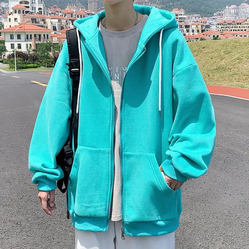 WIAOFELLAS  -  7-color Cardigan Hoodies Men Fashion Oversized Hooded Sweatshirt Men Streetwear Loose Zip Hoodie Mens Hoody Plus Size M-5XL