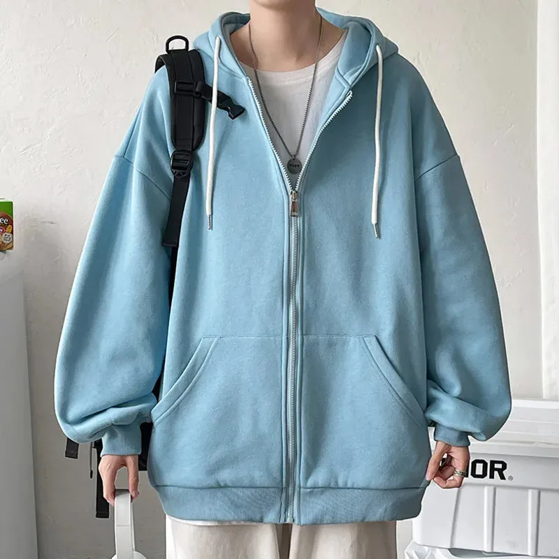 WIAOFELLAS  -  7-color Cardigan Hoodies Men Fashion Oversized Hooded Sweatshirt Men Streetwear Loose Zip Hoodie Mens Hoody Plus Size M-5XL