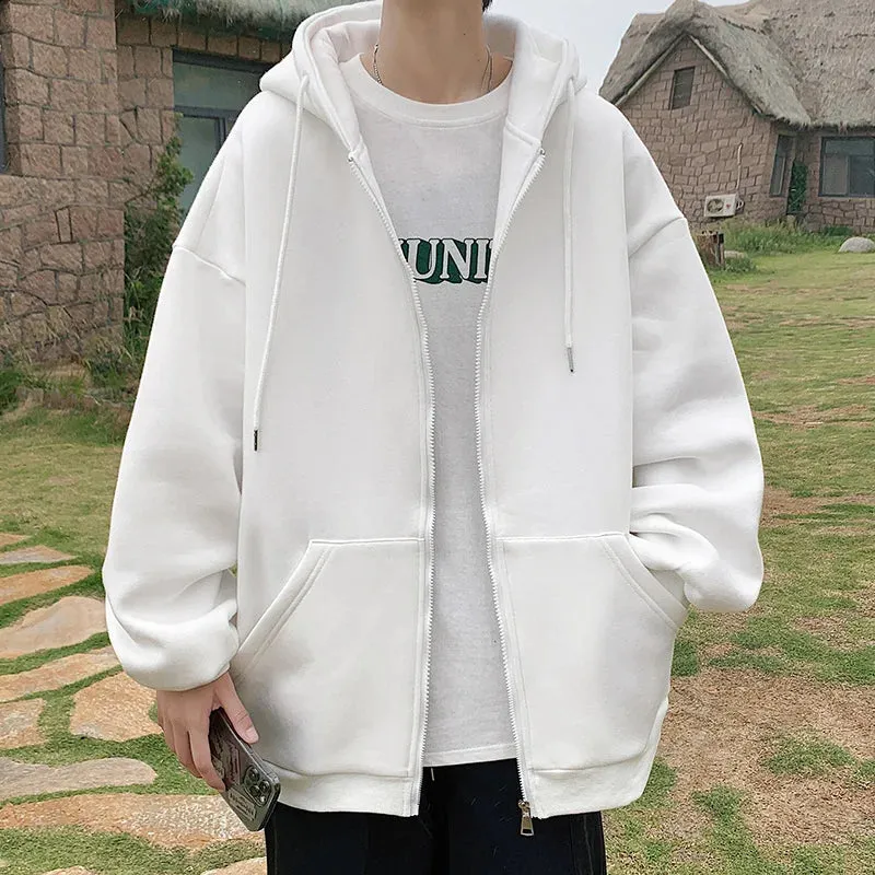 WIAOFELLAS  -  7-color Cardigan Hoodies Men Fashion Oversized Hooded Sweatshirt Men Streetwear Loose Zip Hoodie Mens Hoody Plus Size M-5XL