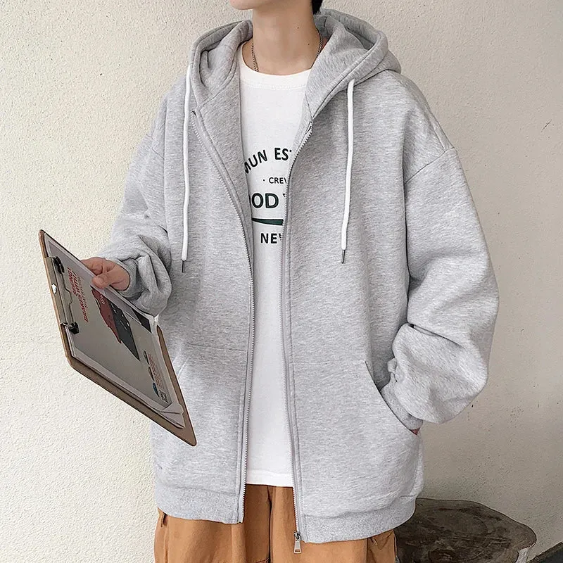 WIAOFELLAS  -  7-color Cardigan Hoodies Men Fashion Oversized Hooded Sweatshirt Men Streetwear Loose Zip Hoodie Mens Hoody Plus Size M-5XL