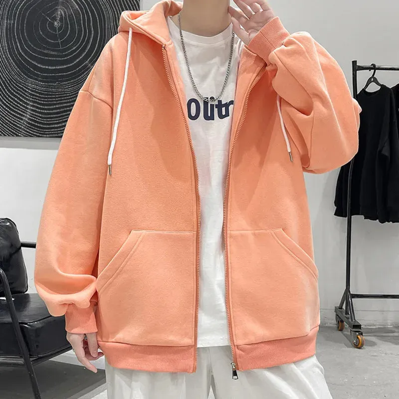 WIAOFELLAS  -  7-color Cardigan Hoodies Men Fashion Oversized Hooded Sweatshirt Men Streetwear Loose Zip Hoodie Mens Hoody Plus Size M-5XL