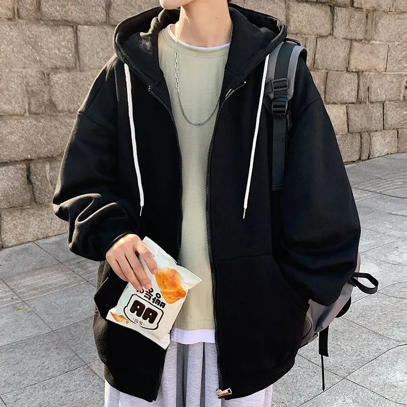 WIAOFELLAS  -  7-color Cardigan Hoodies Men Fashion Oversized Hooded Sweatshirt Men Streetwear Loose Zip Hoodie Mens Hoody Plus Size M-5XL