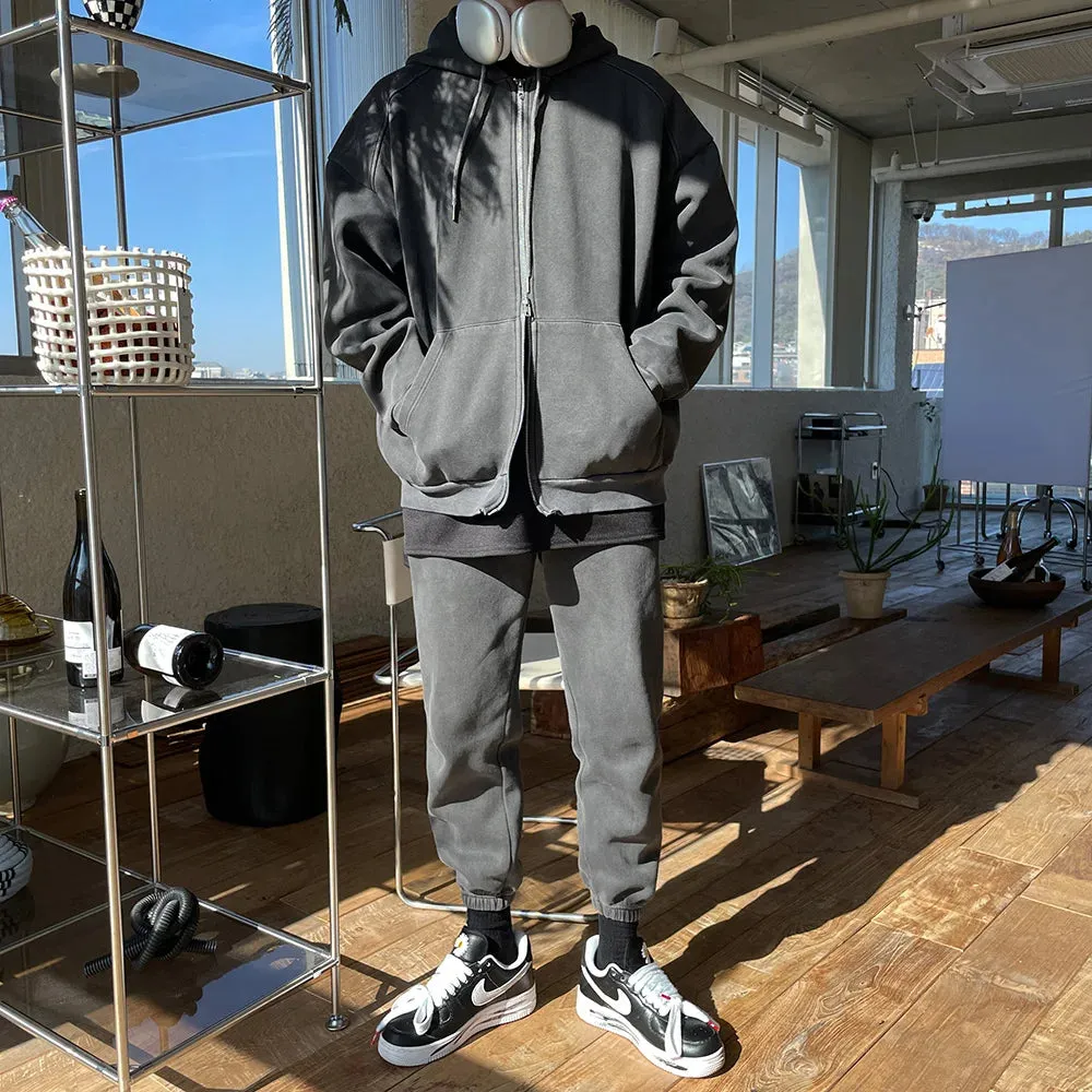 WIAOFELLAS  -  Men's spring South Korea loose leisure hundred lap plankton shuai European and American cardigan hooded hoodie