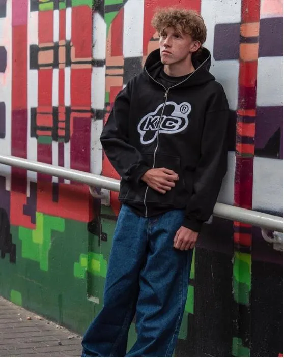 Wiaofellas Y2K Fashion Symbol print Harajuku Loose Casual Zipper Hoodie man Cardigan Sweatshirt oversized High Streetwear hiphop Warm Tops